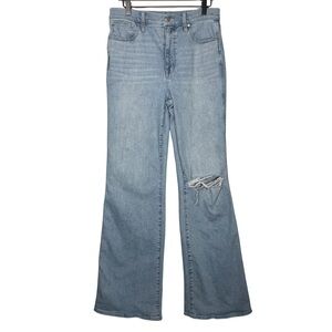 Madewell 11” High Rise Flare Jeans 29T Tall Light Wash Distressed